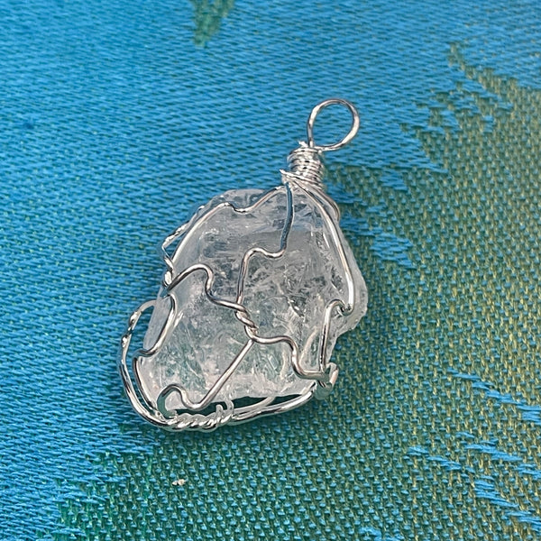 Quartz Crystal Freeform Wired Wrapped Pendant