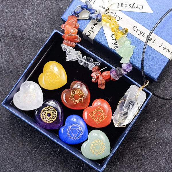 7 Chakra Healing Hearts Crystal Box