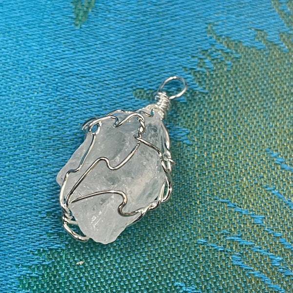 Quartz Crystal Freeform Wired Wrapped Pendant