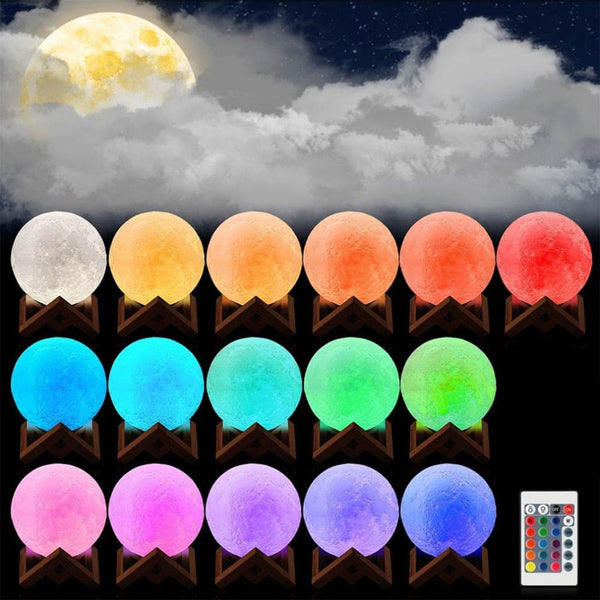 3D Printing Moon Lamp - 16 Colors Emitting