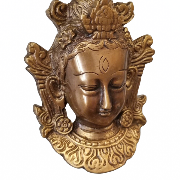 Goddess Tara Solid Brass Mask | Wall Hanging 4”