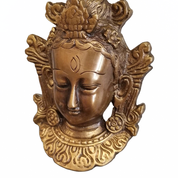 Goddess Tara Solid Brass Mask | Wall Hanging 4”