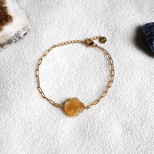 "Keep Up Hope" Citrine Clover Bracelet