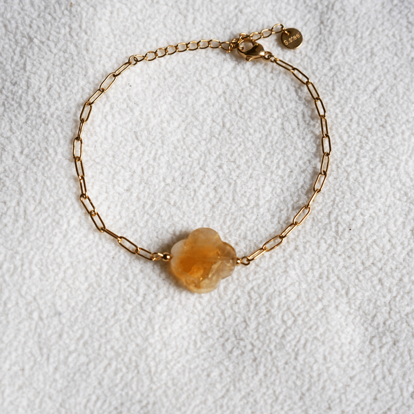 "Keep Up Hope" Citrine Clover Bracelet