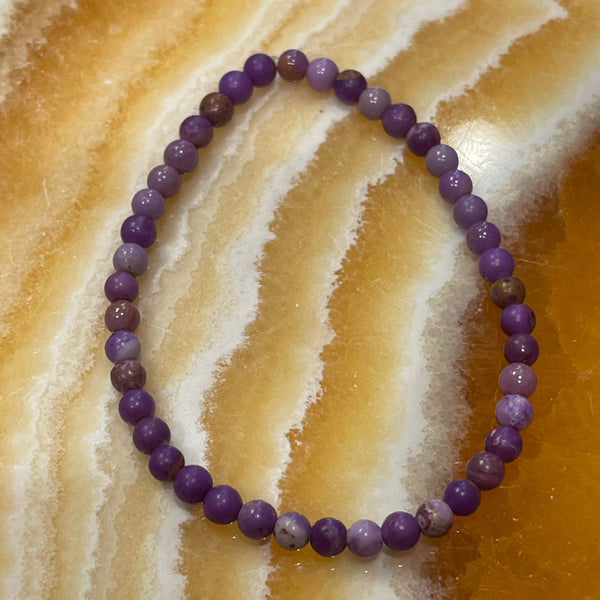 Phosphosiderite 4mm Round Bead Stretch Stackable Bracelet