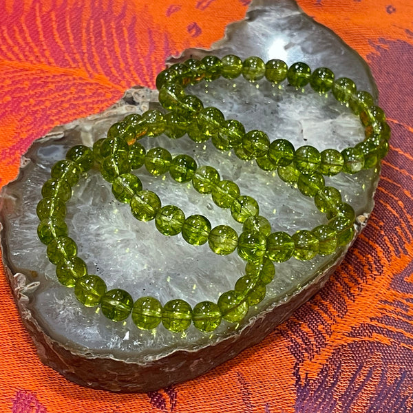 Peridot (Reconstructed ) 8mm Round Stackable Bracelet