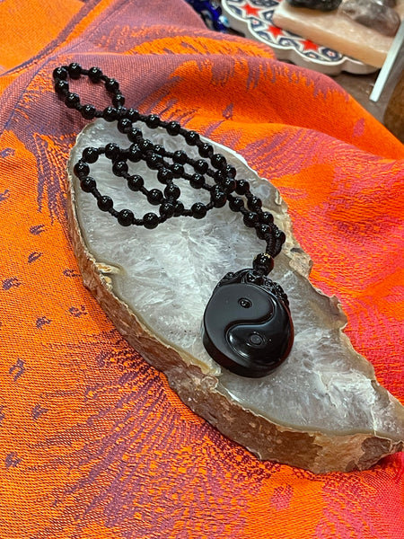 Obsidian Yin Yang Necklace