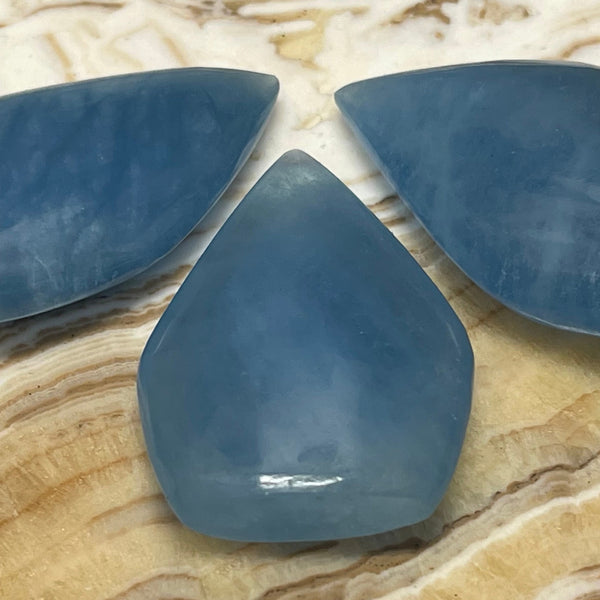 Aquamarine Smooth Flame Carvings