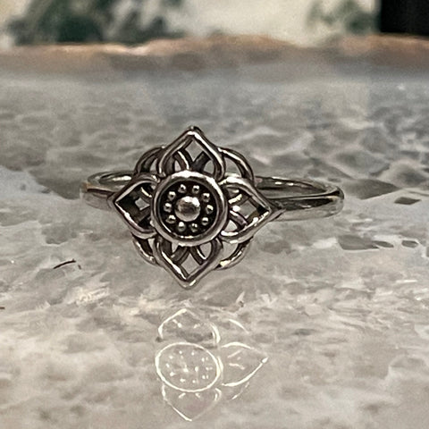 Floral Mandala Silver Ring