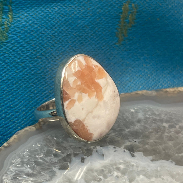 Pink Scolecite Sterling Silver .925 Ring size 7