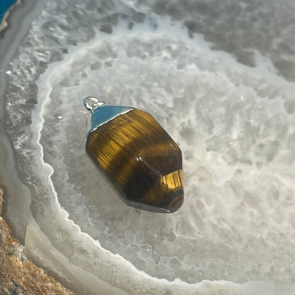 Tiger Eye Silver Electroform Freeform Pendant