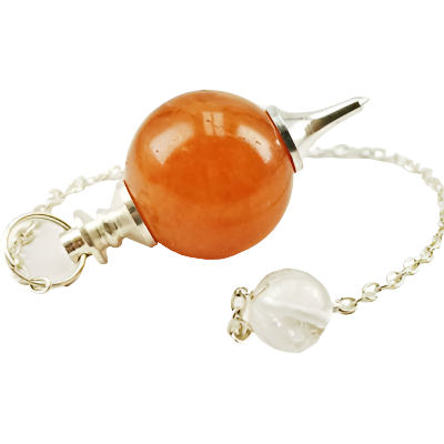 Red Aventurine Round Silver Pendulum