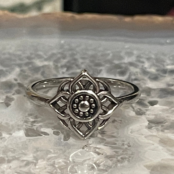 Floral Mandala Silver Ring