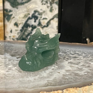Green Aventurine Dragon Head Carving