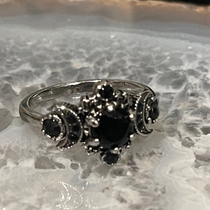 Triple Moon Onyx and Gunmetal Ring