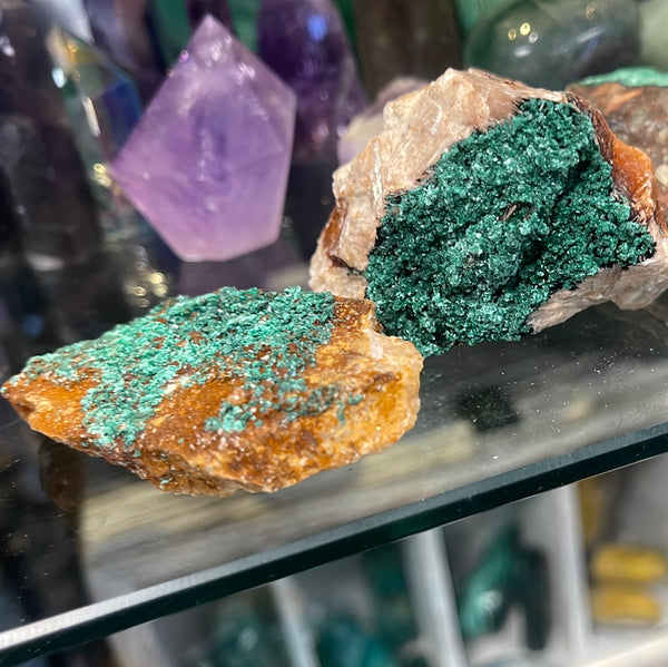 Malachite Raw on Matrix | Assorted Sizes