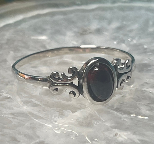 Scroll style design gemstone Sterling Silver Ring