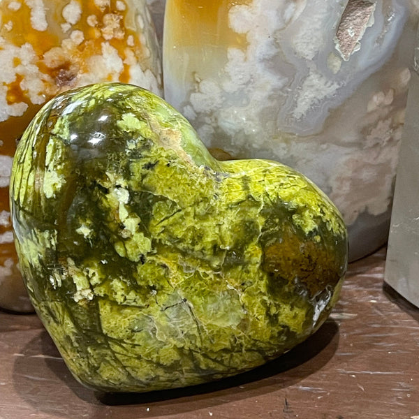 Green Opal Heart Carving Heart