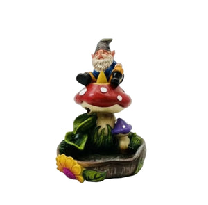 Gnome Riding Mushroom Backflow Incense Burner