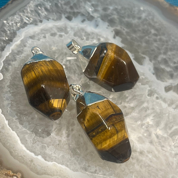 Tiger Eye Silver Electroform Freeform Pendant