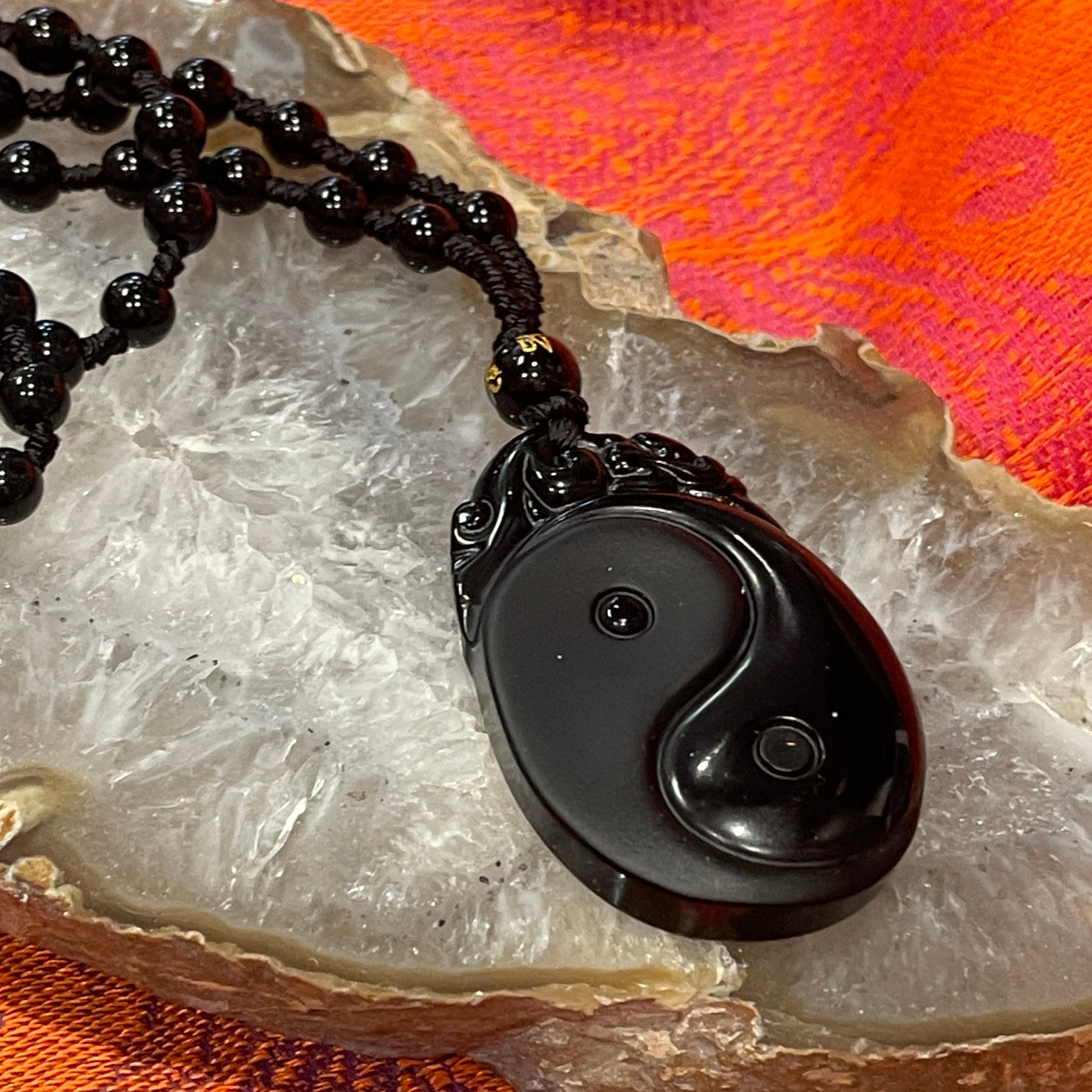 Obsidian Yin Yang Necklace