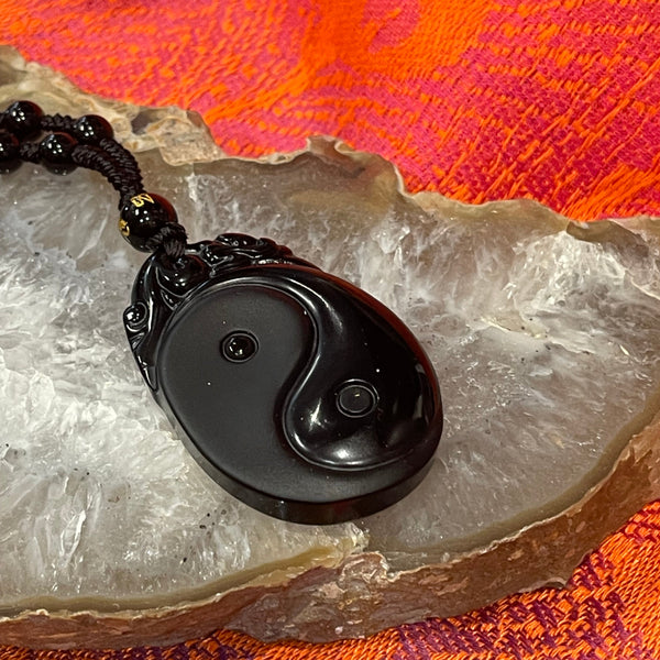 Obsidian Yin Yang Necklace