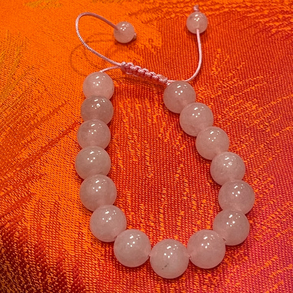 Rose Quartz 13mm Macrame Adjustable Closure Bracelet