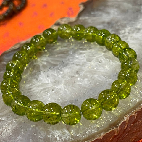 Peridot (Reconstructed ) 8mm Round Stackable Bracelet
