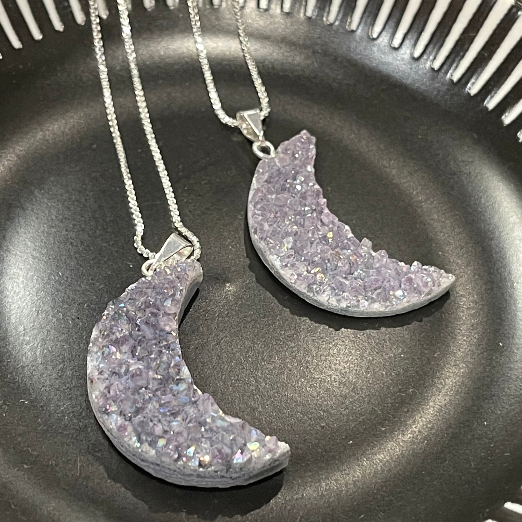 Amethyst crescent on sale moon necklace