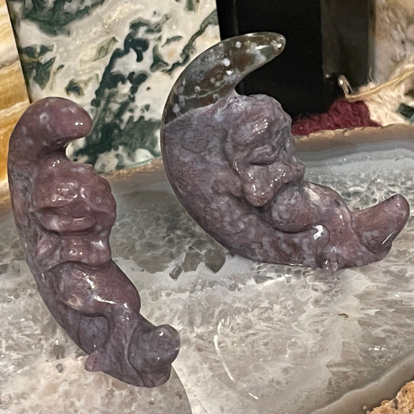 Mermaid on the Moon Ocean Jasper Carving