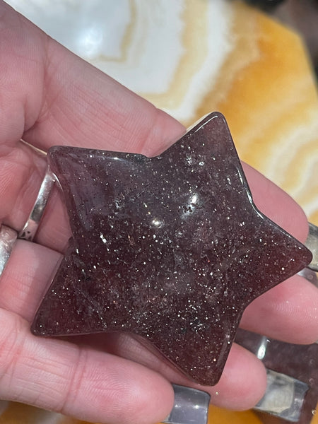 Tanzanian Strawberry Quartz 2.25 Inch Carved Star