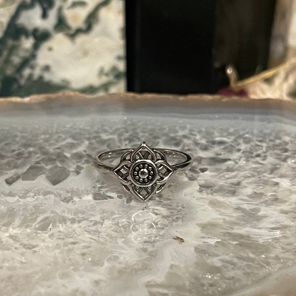 Floral Mandala Silver Ring