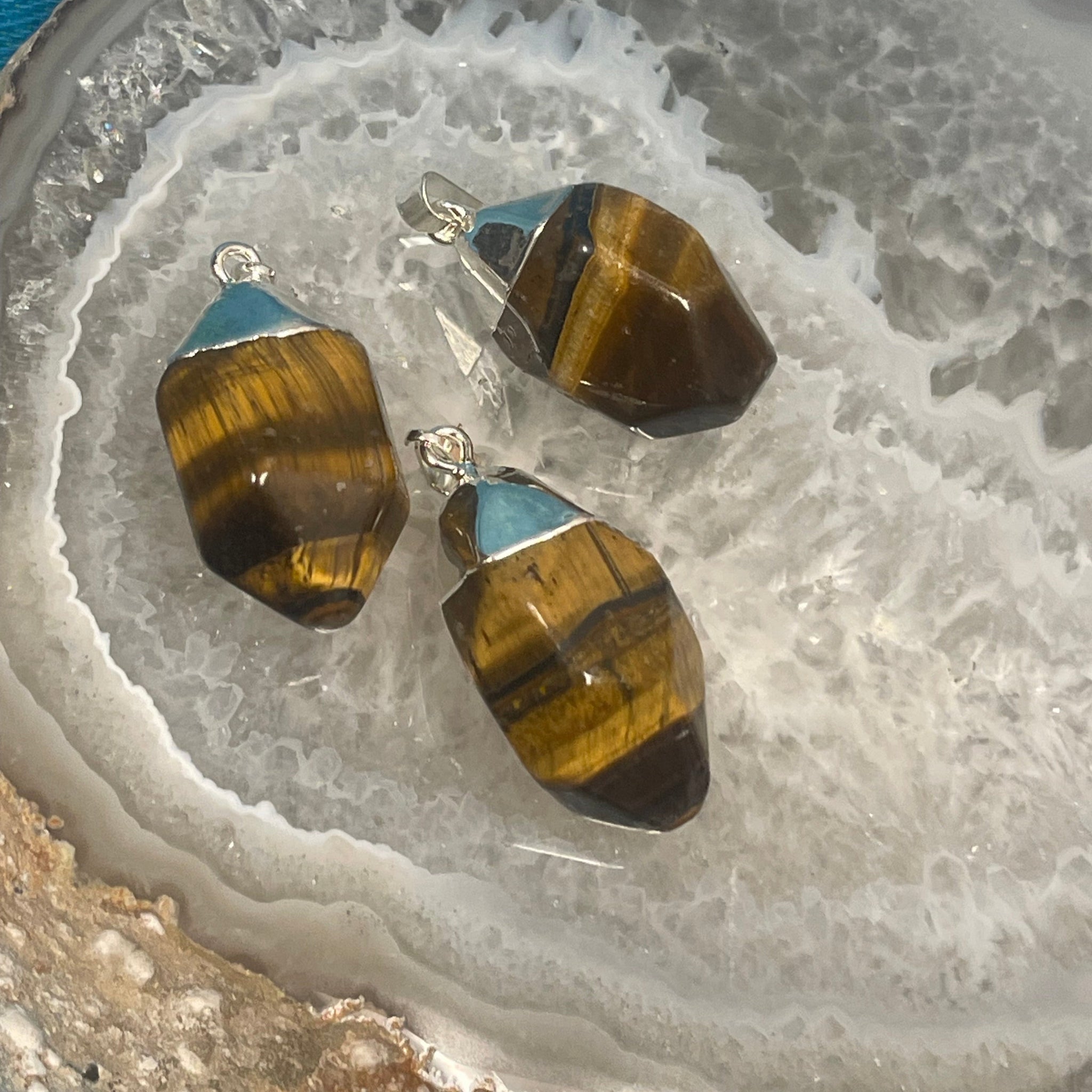 Tiger Eye Silver Electroform Freeform Pendant