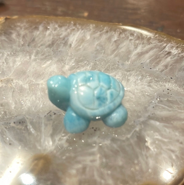 Larimar Turtle Carving