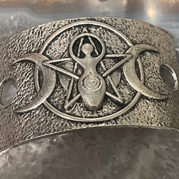 Triple Moon Goddess Pewter Hair Barrette