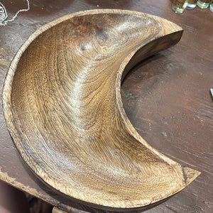 Wooden Crescent Moon Bowl 7 Inch