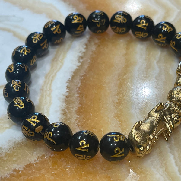 Obsidian Dragon Double Charm Prosperity and Protection Bracelet