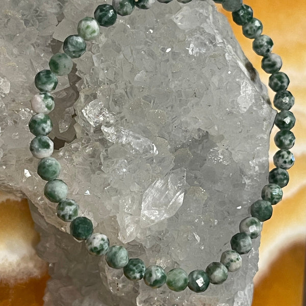 Tree Agate Microfaceted Round 3mm Stretch Stackable Bracelet