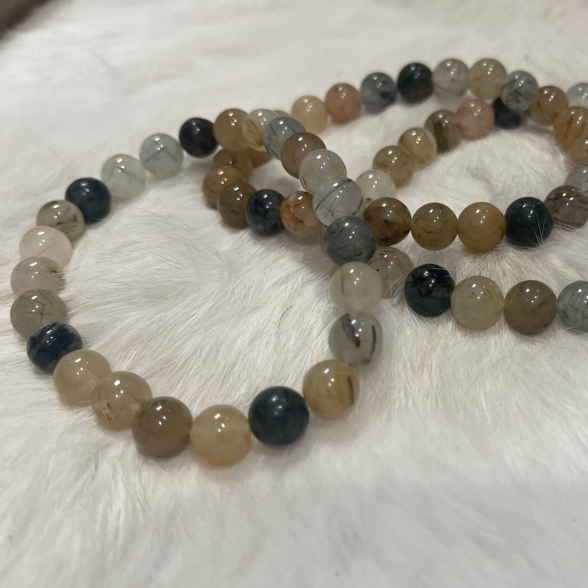 Mixed Rutile Quartz 8mm Stackable Stretch Bracelet