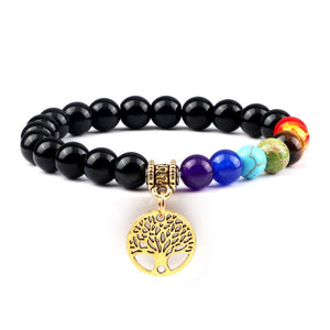 7 Chakra Prosperity Bracelet With Obsidian