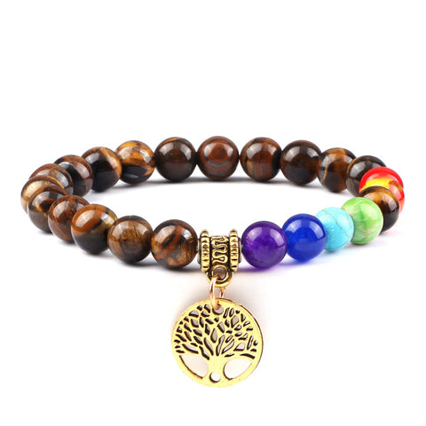 7 Chakra Protection Bracelet With Tiger Eye