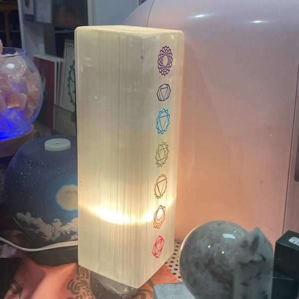 Selenite Chakra Lamp