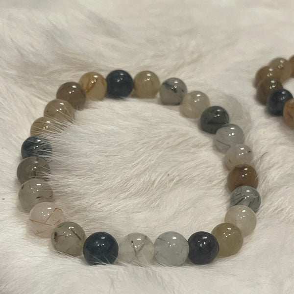 Mixed Rutile Quartz 8mm Stackable Stretch Bracelet