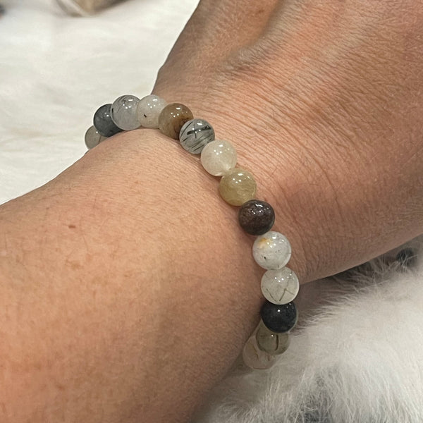 Mixed Rutile Quartz 8mm Stackable Stretch Bracelet