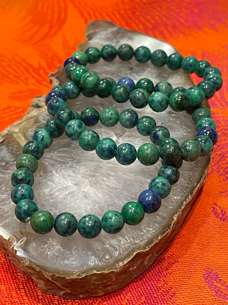 Chrysocolla (Stabilized) Round 8mm Stackable Bead Bracelet