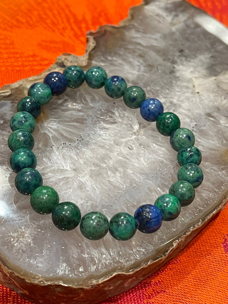 Chrysocolla (Stabilized) Round 8mm Stackable Bead Bracelet