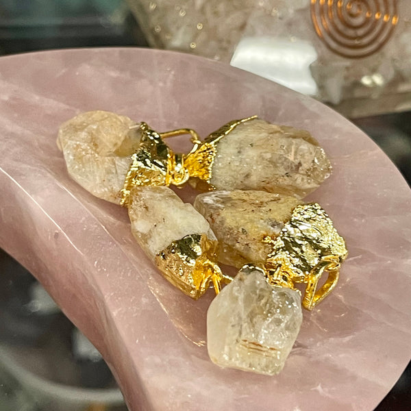 Gold Electroform Natural Citrine Pendant