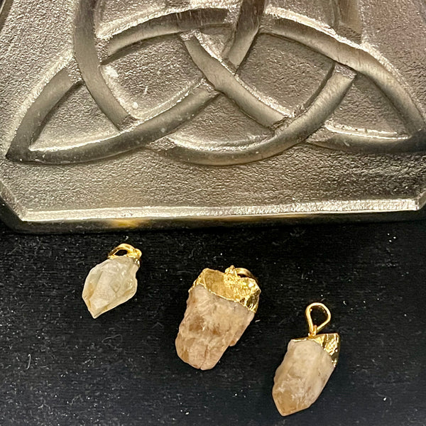 Gold Electroform Natural Citrine Pendant