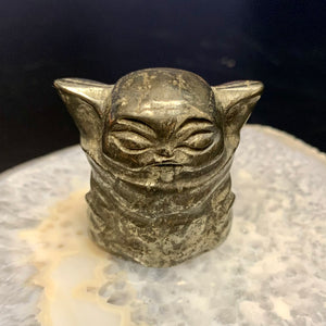 Pyrite Yoda Carving