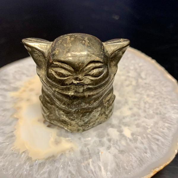 Pyrite Yoda Carving